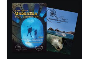 This image portrays San Diego UnderSea Film Exhibition Oct. 9-10 by California Diving News.